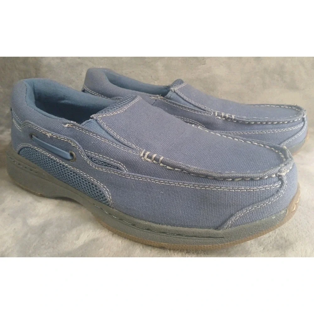 Dr Scholls Mens Slip On Loafers 8.5 D Blue‎ Canvas Boat Shoes Advanced Comfort